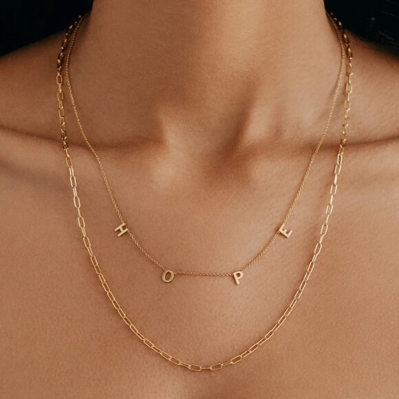 Hope Necklace BYCHARI, 14k Gold Plated 18" Dainty Chain, $100 retail - Picture 3 of 4